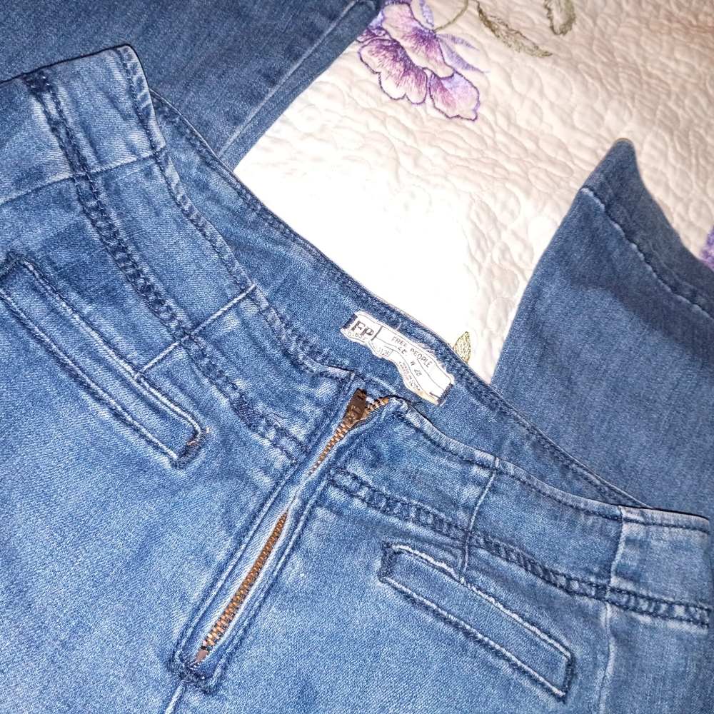 Rare Free People Low Flare Wide Leg Pants Jeans 28 Fit Flare Vintage Y2K Sexy